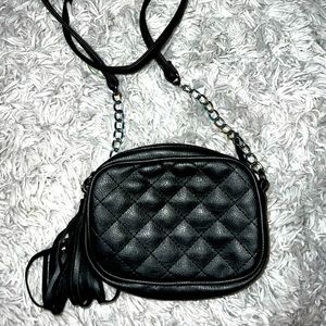 Black faux leather purse